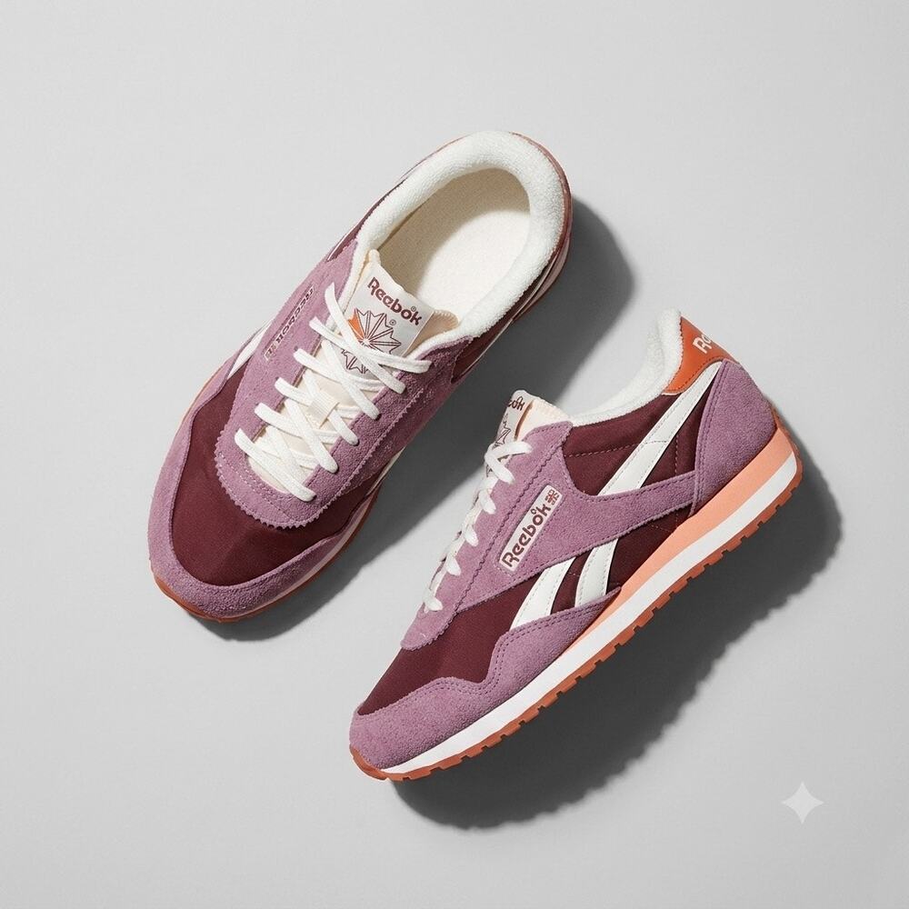 Reebok Nylon Suede Classic Jogger Burgundy Orange Womens 9